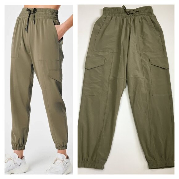 SPANX Olive Green OUT OF OFFICE Caro Pockets Jogger Leg Drawstring Waist Pant - Picture 1 of 12